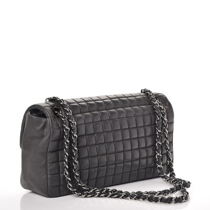 Chanel Iridescent Calfskin Square Quilted Flap Dark Grey 4 of 8