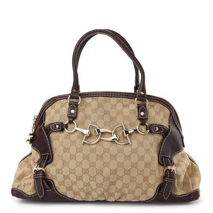 Gucci Monogram Medium Horsebit Nail Boston Brown 1 of 11