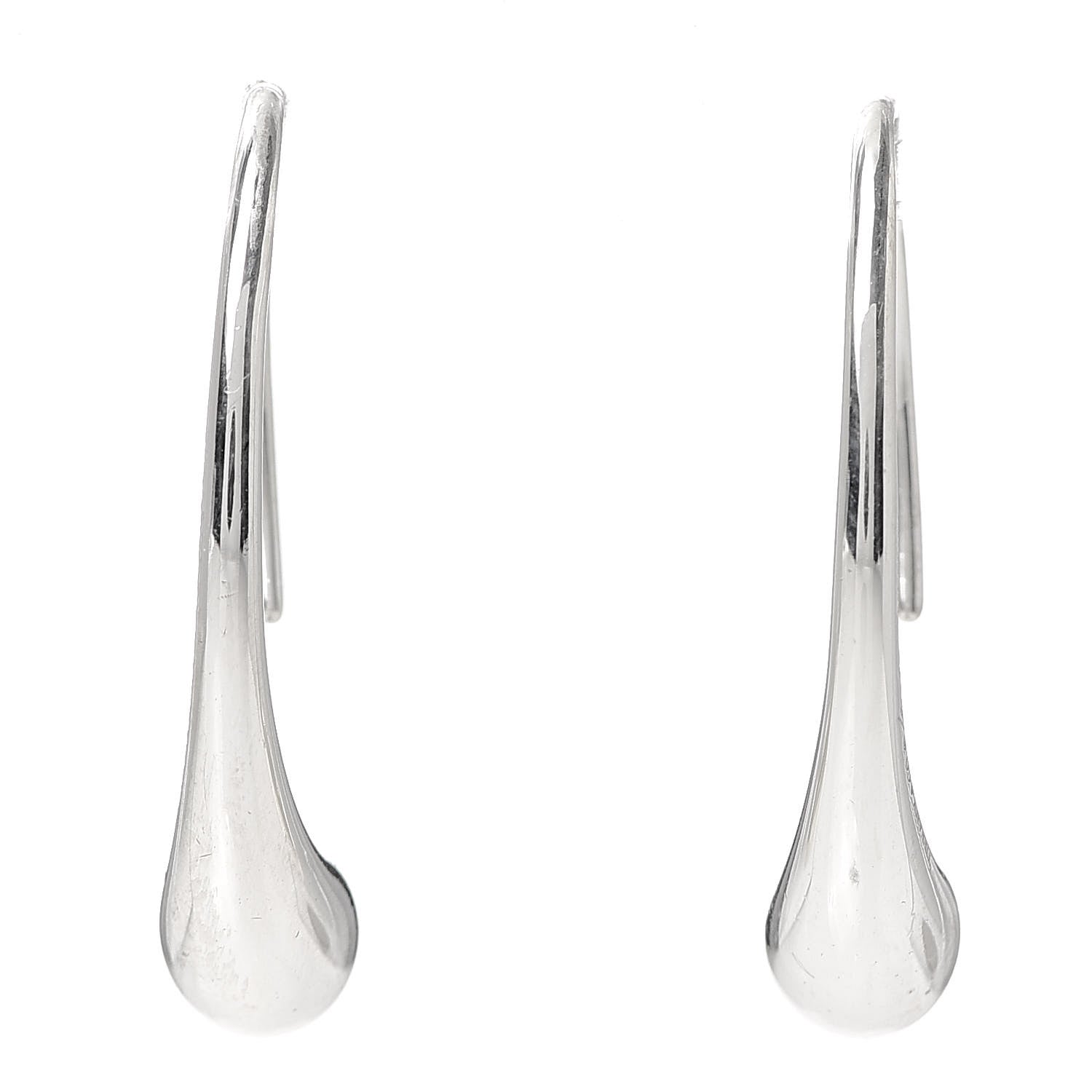 Tiffany Sterling Silver Elsa Peretti Teardrop Hoop Earrings 1 of 4