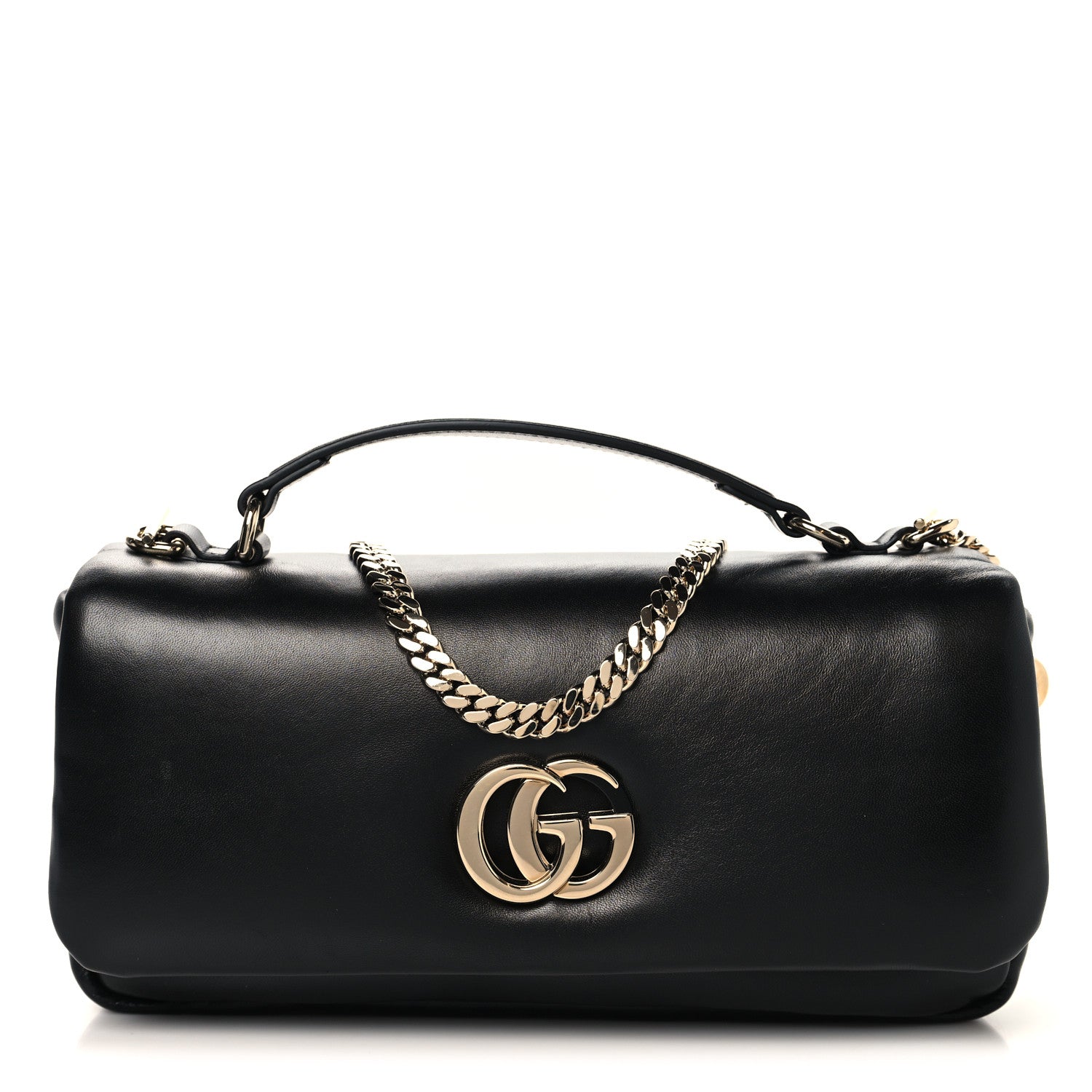 Gucci Lambskin Small GG Milano Top Handle Shoulder Bag Black 1 of 9
