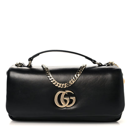 Gucci Lambskin Small GG Milano Top Handle Shoulder Bag Black 1 of 9