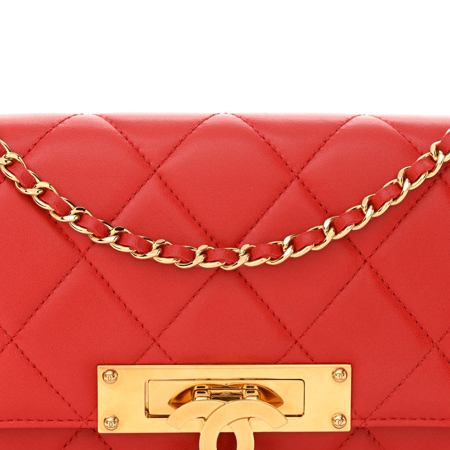 Chanel Lambskin Quilted Golden Class Wallet on Chain WOC Red 8 of 11