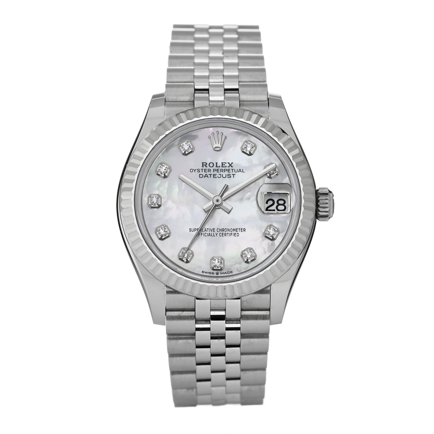Stainless Steel 18K White Gold Diamond Mother of Pearl 31mm Oyster Perpetual Datejust Watch 278274