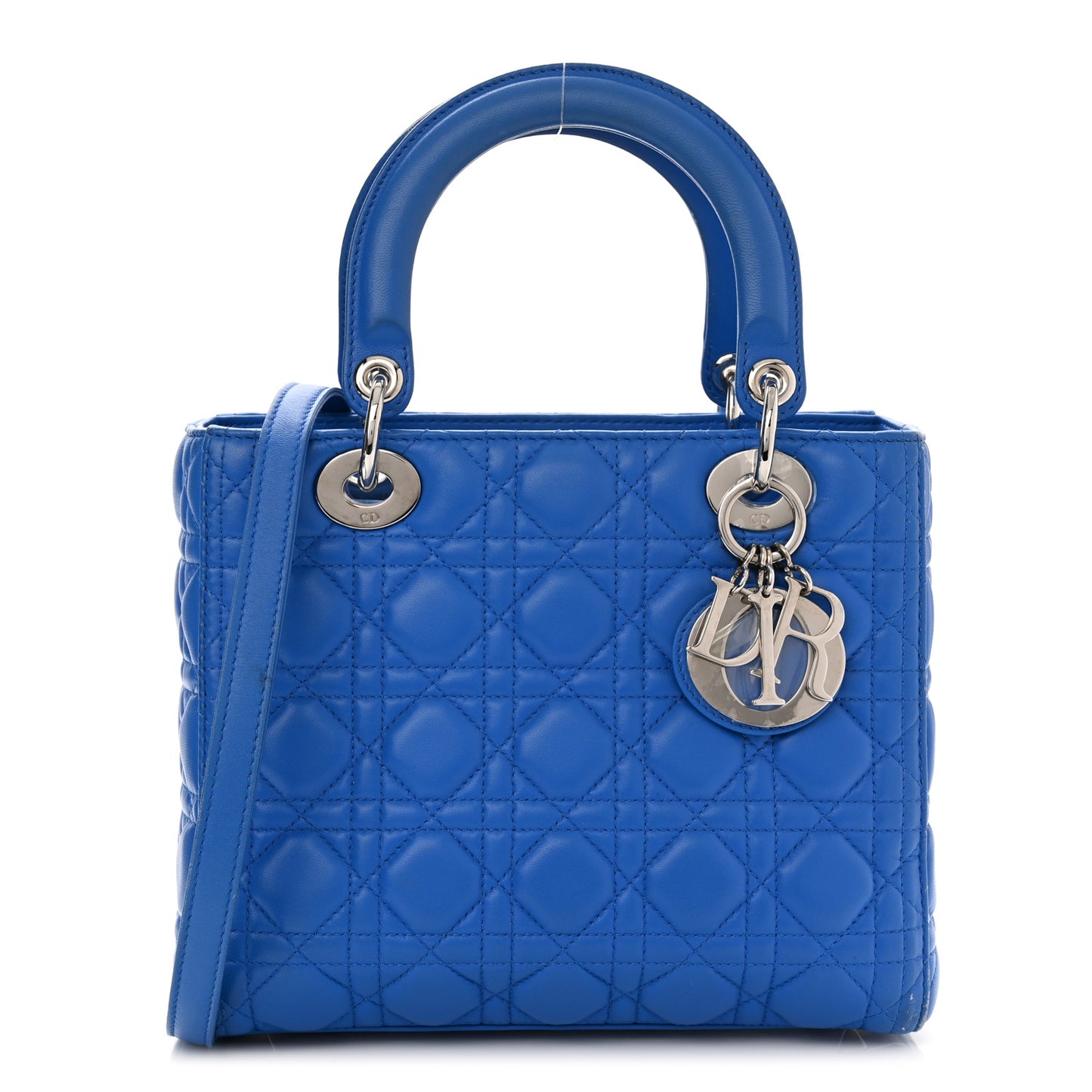 Lambskin Cannage Medium Lady Dior Blue Persan