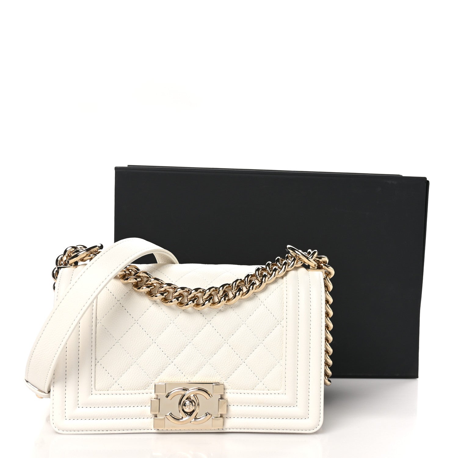 Chanel Caviar Quilted Small Boy Flap White 11 of 11