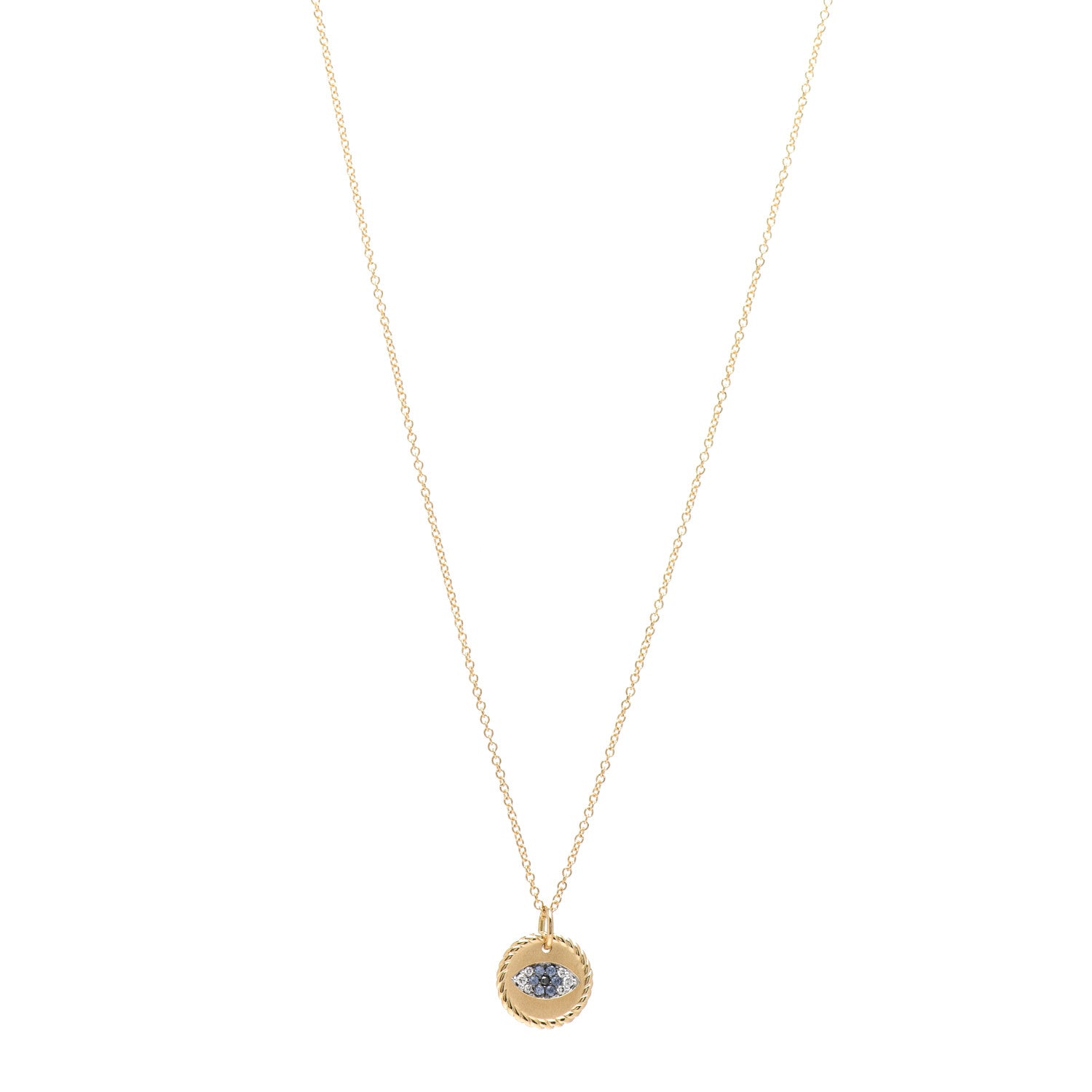 David Yurman 18K Yellow Gold Blue Sapphire Diamond Evil Eye Necklace 1 of 4