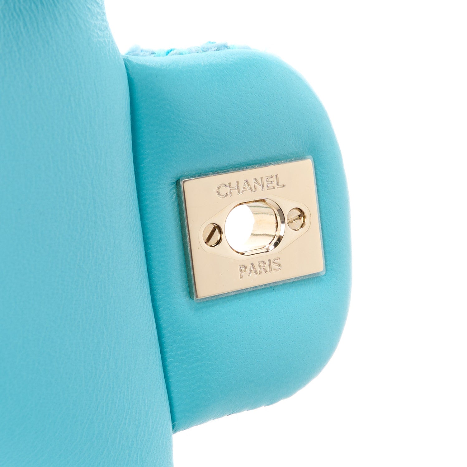 Chanel Wool Tweed Quilted Mini Rectangular Flap Turquoise Light Blue 6 of 12