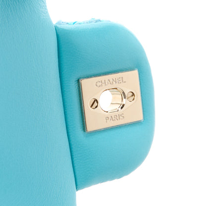 Chanel Wool Tweed Quilted Mini Rectangular Flap Turquoise Light Blue 6 of 12