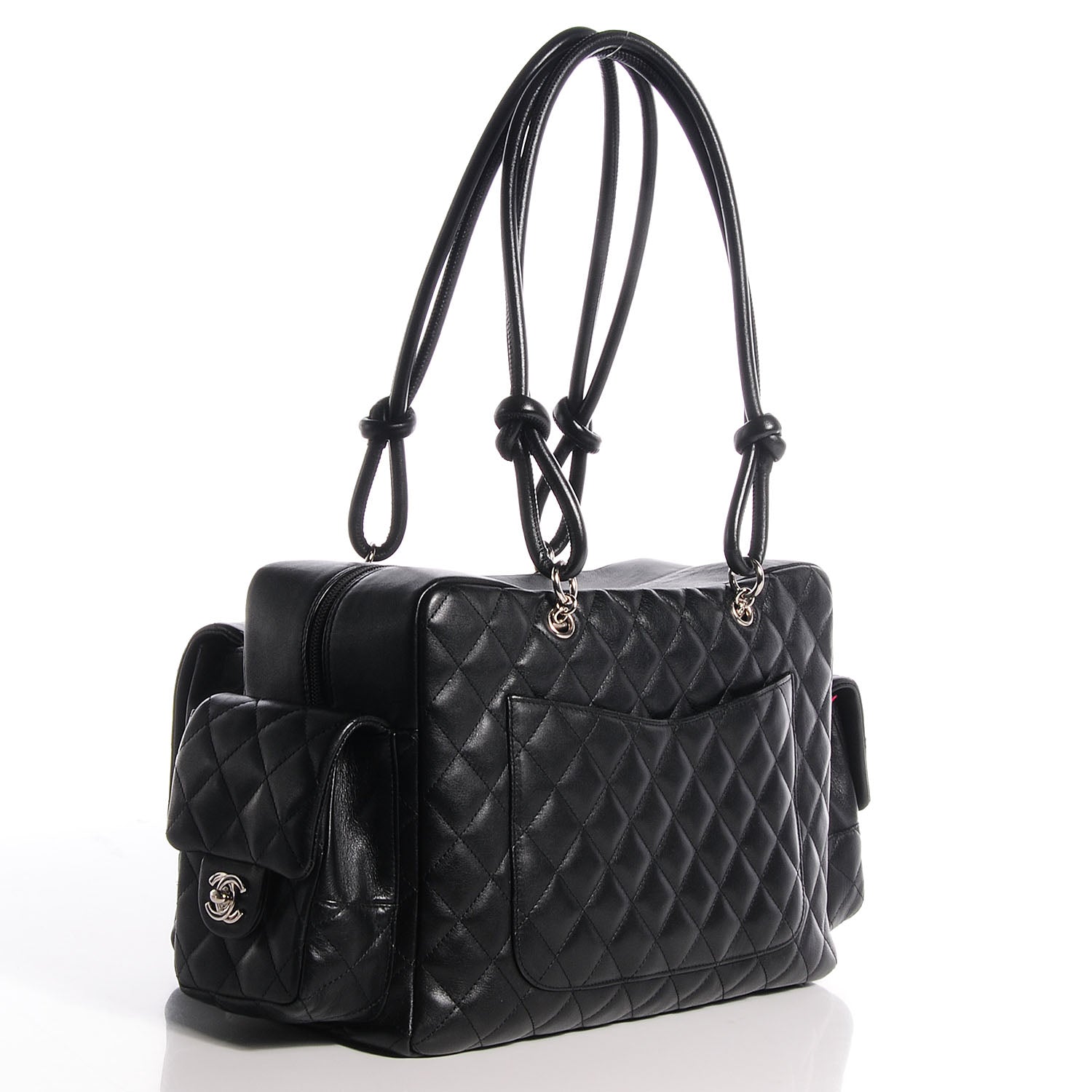 Chanel Calfskin Quilted Large Cambon Multipocket Reporter Black White 3 of 7
