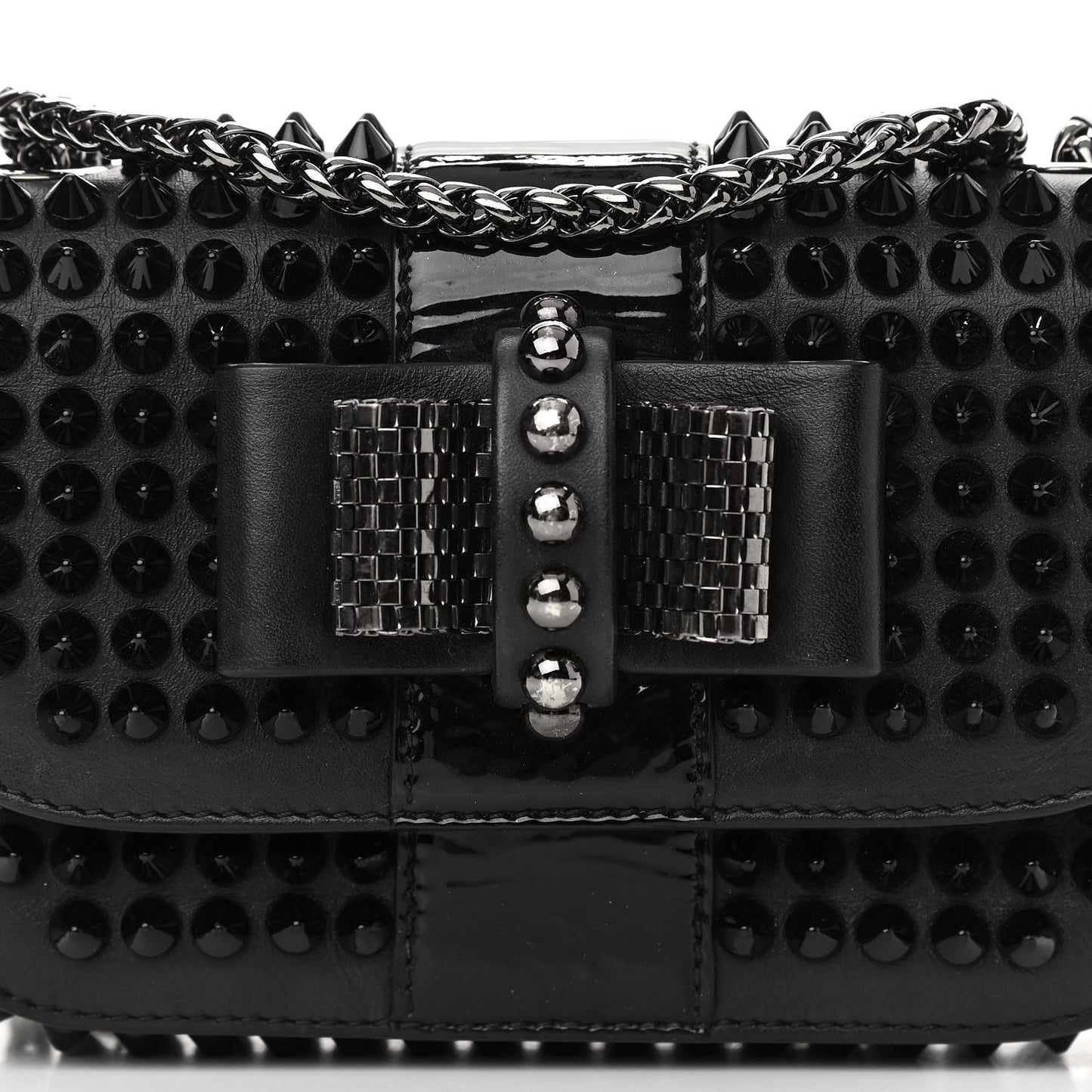 Calfskin Spikes Sweety Charity Crossbody Bag Black