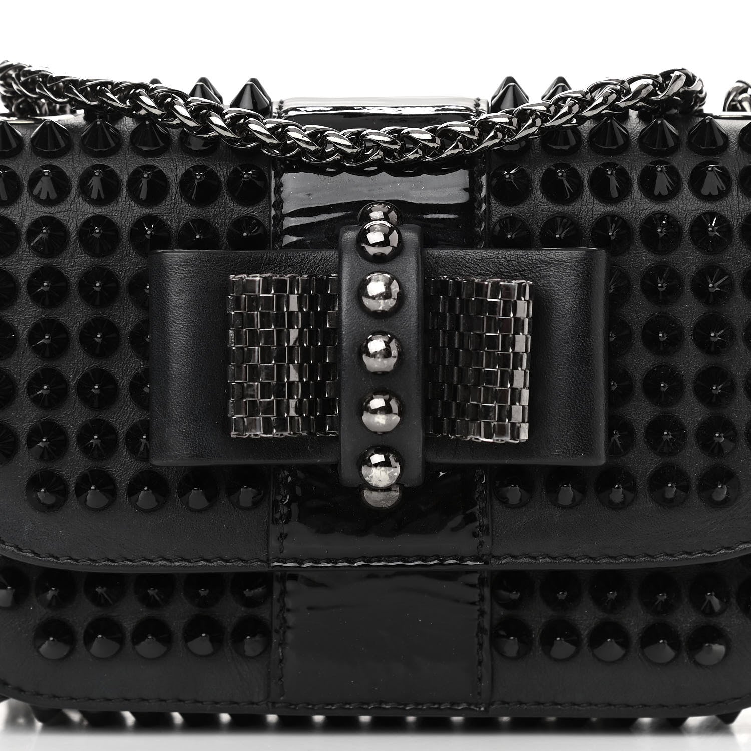 Christian Louboutin Calfskin Spikes Sweety Charity Crossbody Bag Black 7 of 13