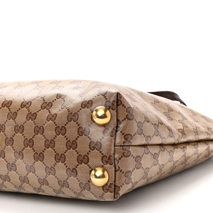Gucci Crystal Monogram Large Babouska Vertical Shopping Tote Brown 10 of 12