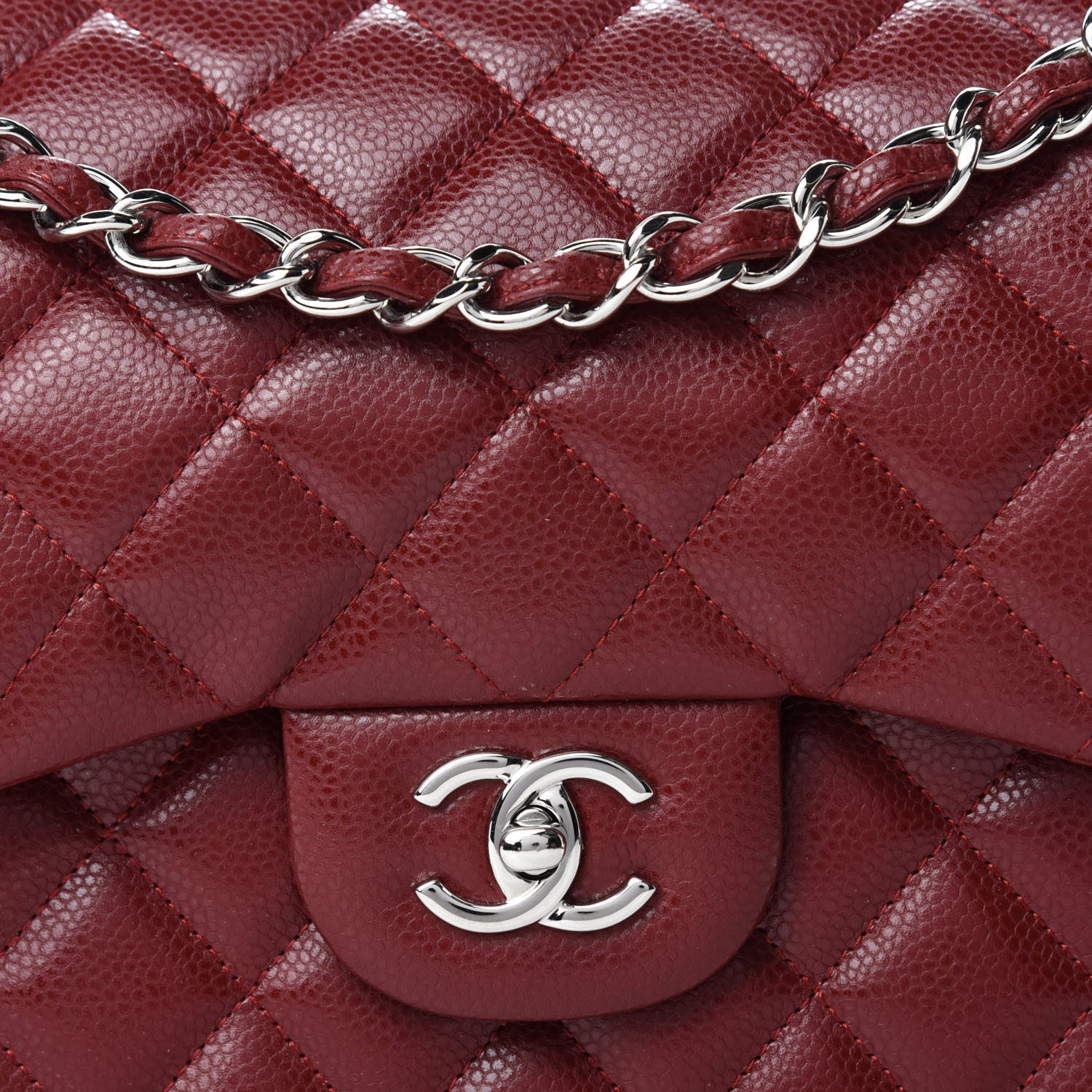 Chanel Caviar Quilted Jumbo Double Flap Dark Red 15 of 16
