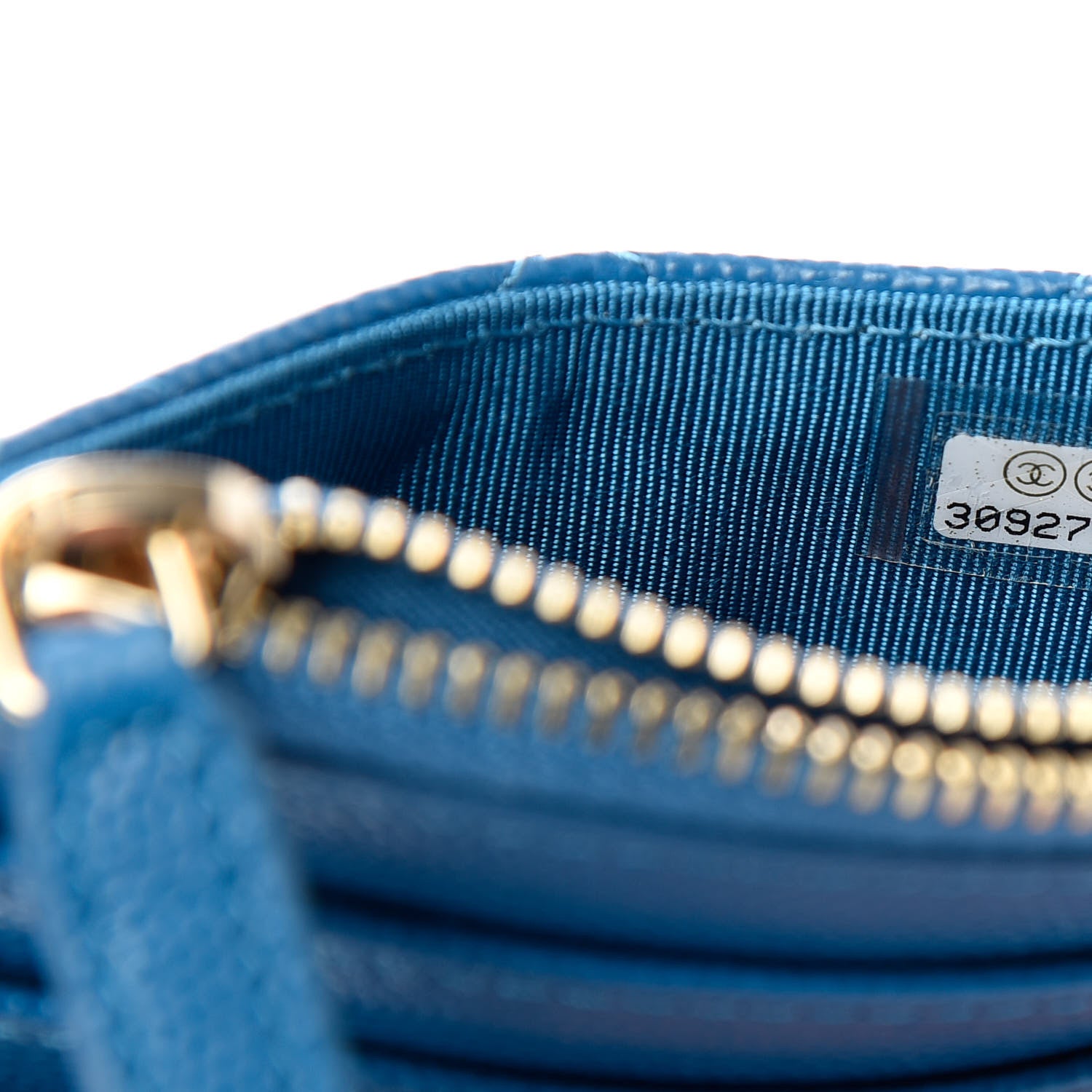 Chanel Caviar Quilted CC Zip Card Holder Blue 7 of 7