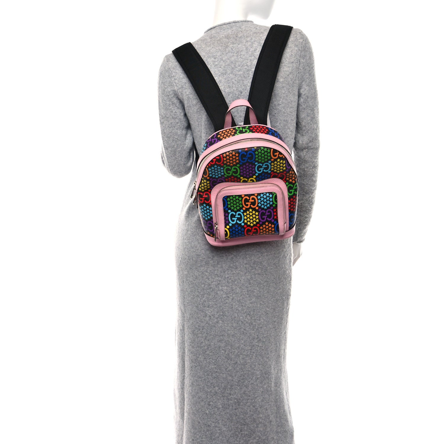 Gucci GG Supreme Monogram Psychedelic Small Day Backpack Black Multicolor Sugar Pink 2 of 12