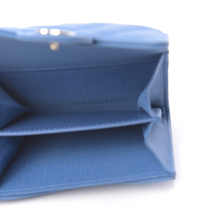 Chanel Caviar Flat Chevron Quilted Flap Card Holder Blue 5 of 9