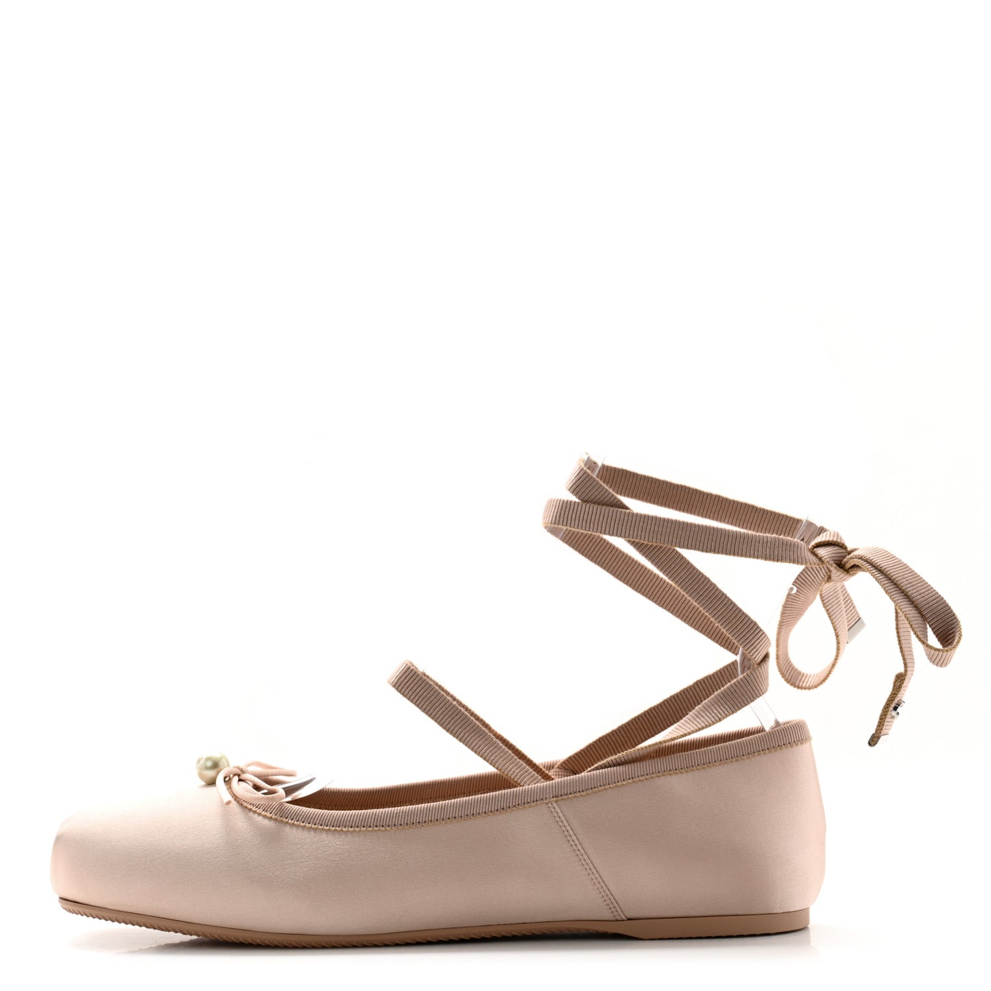 Satin Grosgrain D-Joy Ballet Flats 39 Beige Rose