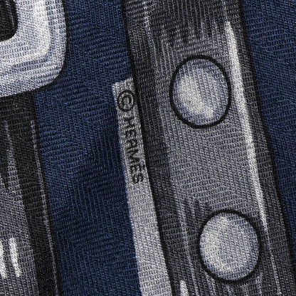 Hermes Cashmere Silk Brides Et Chaines Scarf 100 Gris Clair Gris Fonce Bleu Marine 4 of 6