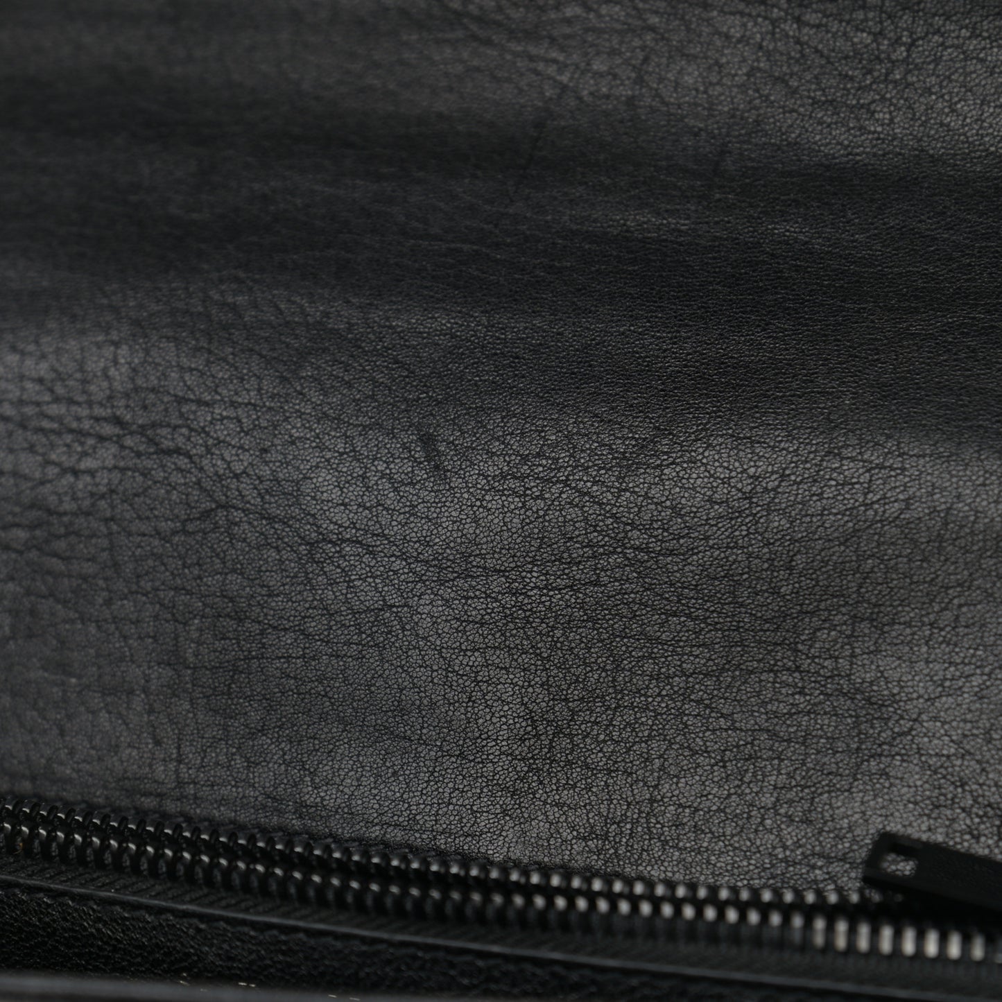 Sheepskin Matelasse Chevron Monogram Monochrome Large College Satchel Black