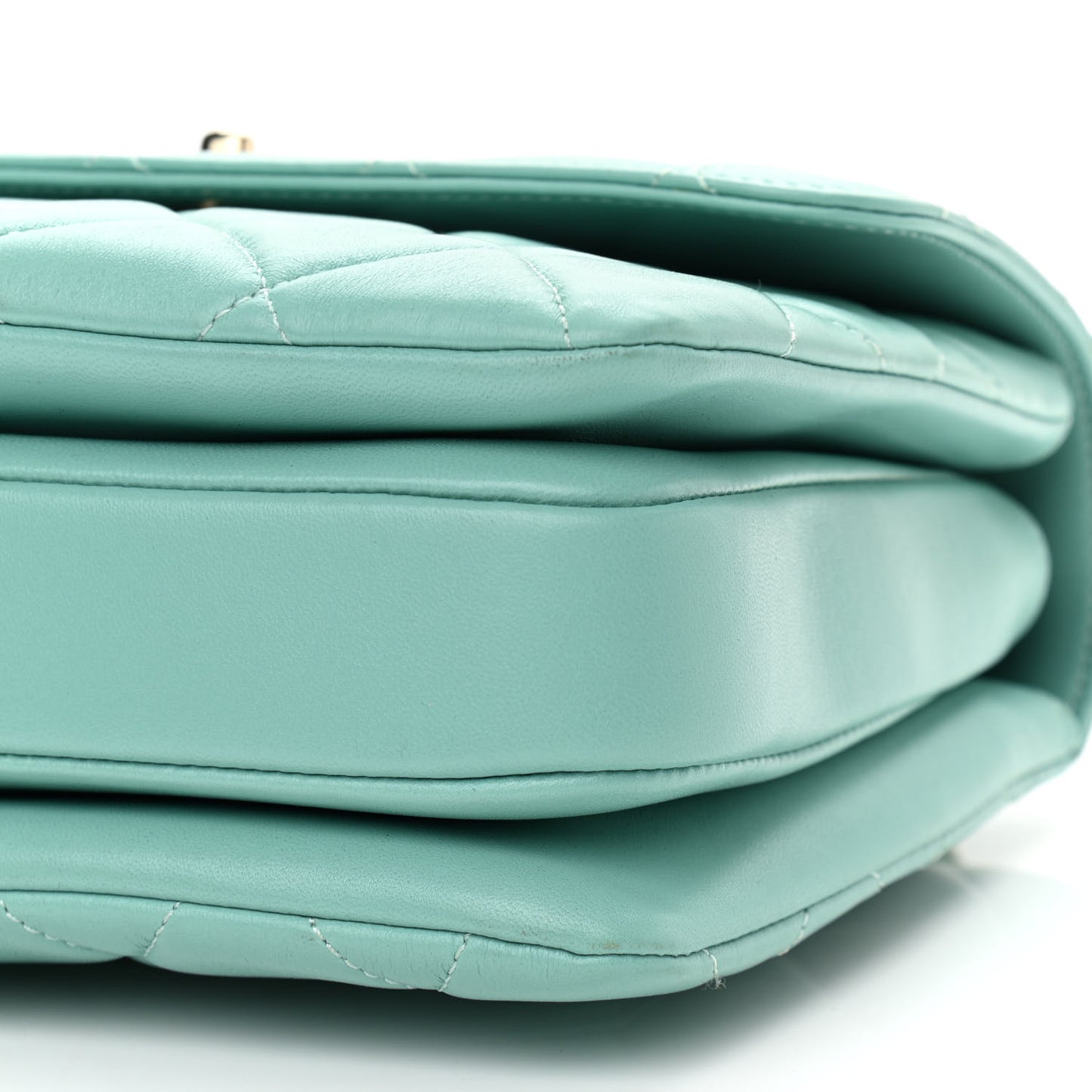 Lambskin Quilted Small Trendy CC Flap Dual Handle Bag Light Green