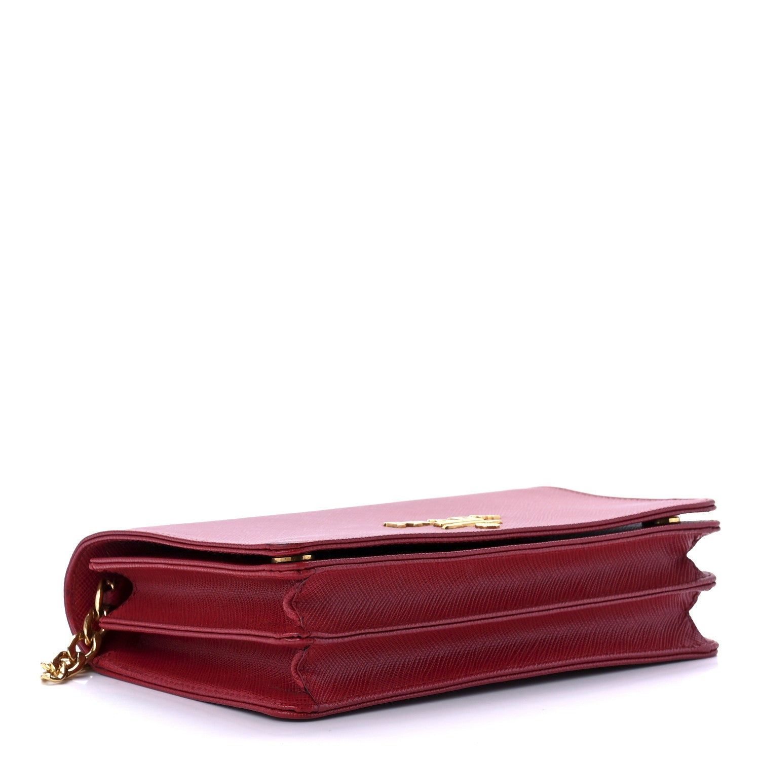 Prada Saffiano Lux Chain Wallet Fuoco 5 of 12