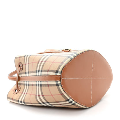 Burberry E-Canvas Vintage Check Small Drawstring Bucket Bag Briar Brown 4 of 9