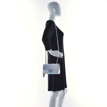 Chanel Perforated Lambskin Quilted Mini Rectangular Flap Light Blue Light Purple White 2 of 12