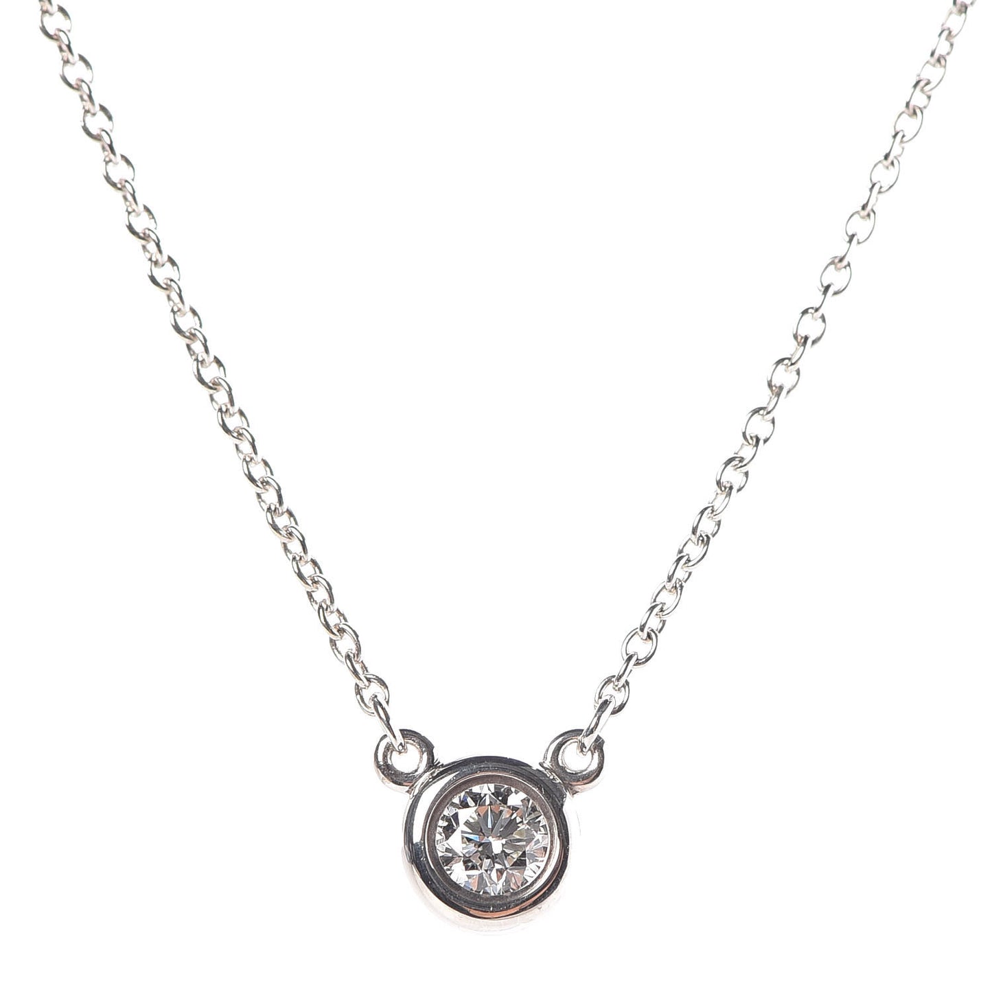 Sterling Silver Diamond .17ct Elsa Peretti Diamonds by the Yard Pendant Necklace