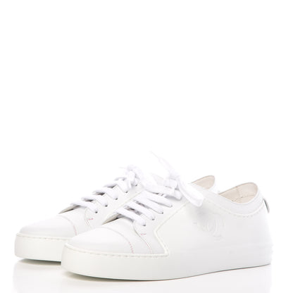 Chanel Calfskin Gum Womens CC Sneakers 38 White 3 of 10