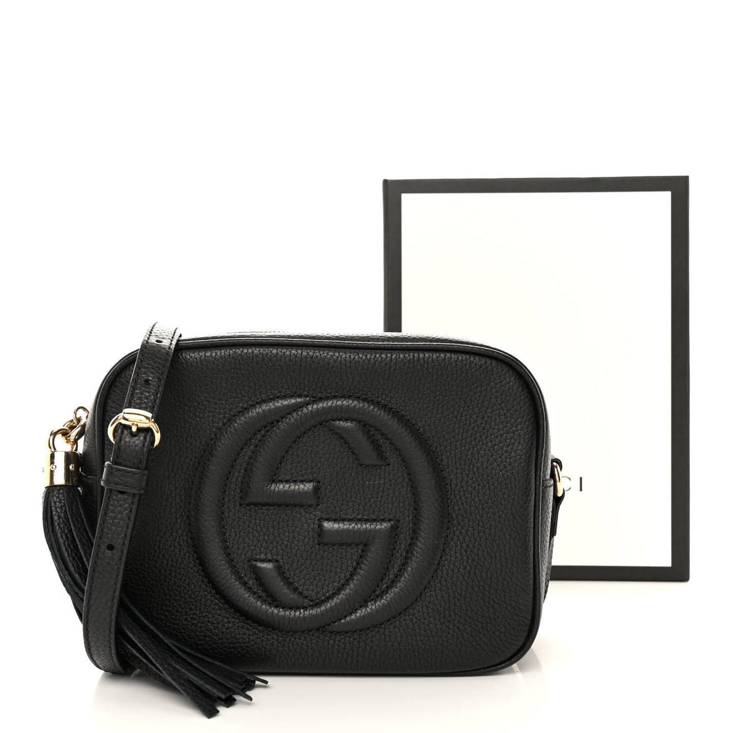 Pebbled Calfskin Small Soho Disco Bag Black