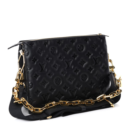 Louis Vuitton Lambskin Embossed Monogram Coussin PM Black 3 of 11