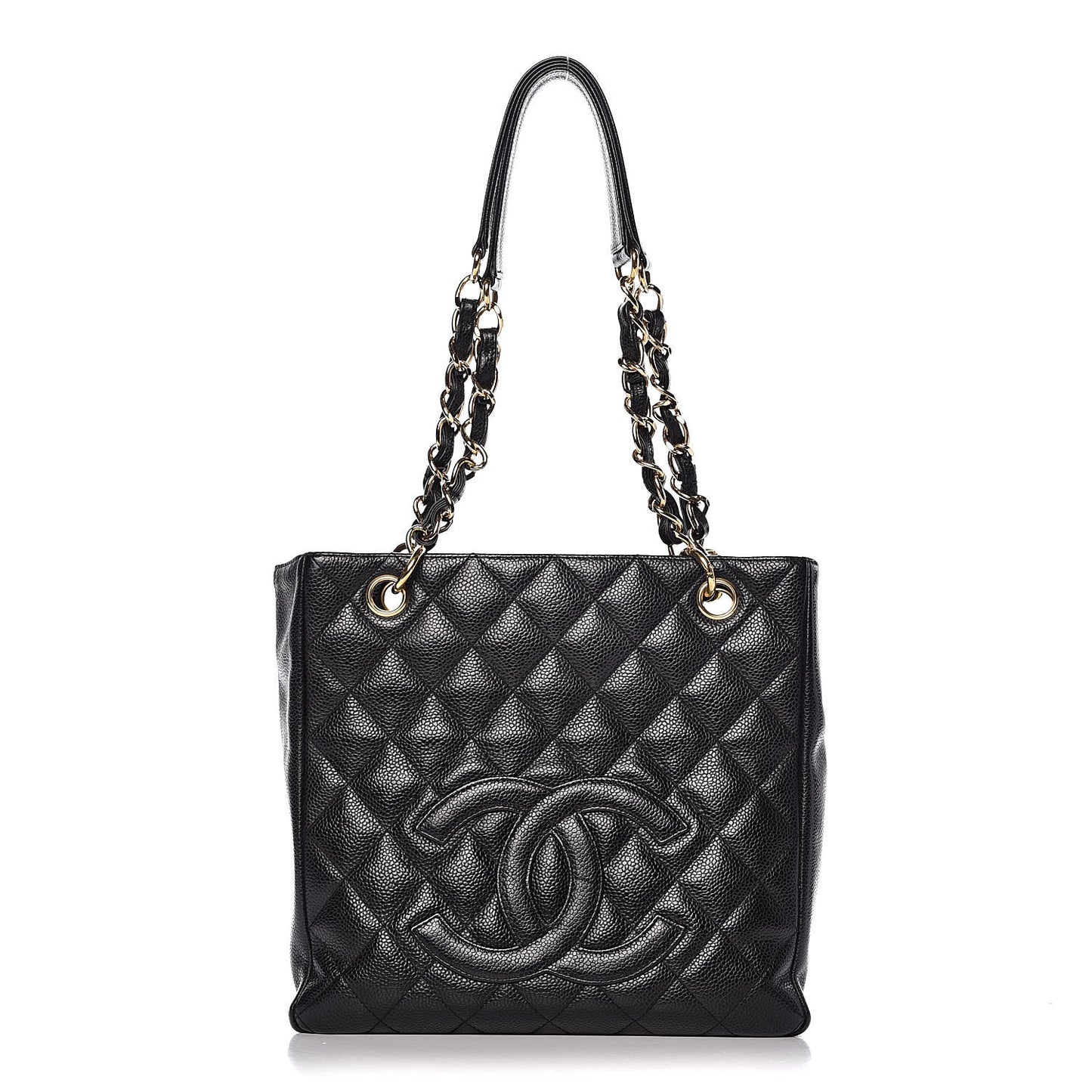 Caviar Quilted Petit Shopping Tote PST Black