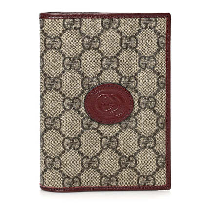 Gucci GG Supreme Monogram Azalea Calfskin Retro Interlocking G Passport Case Beige Red 1 of 8