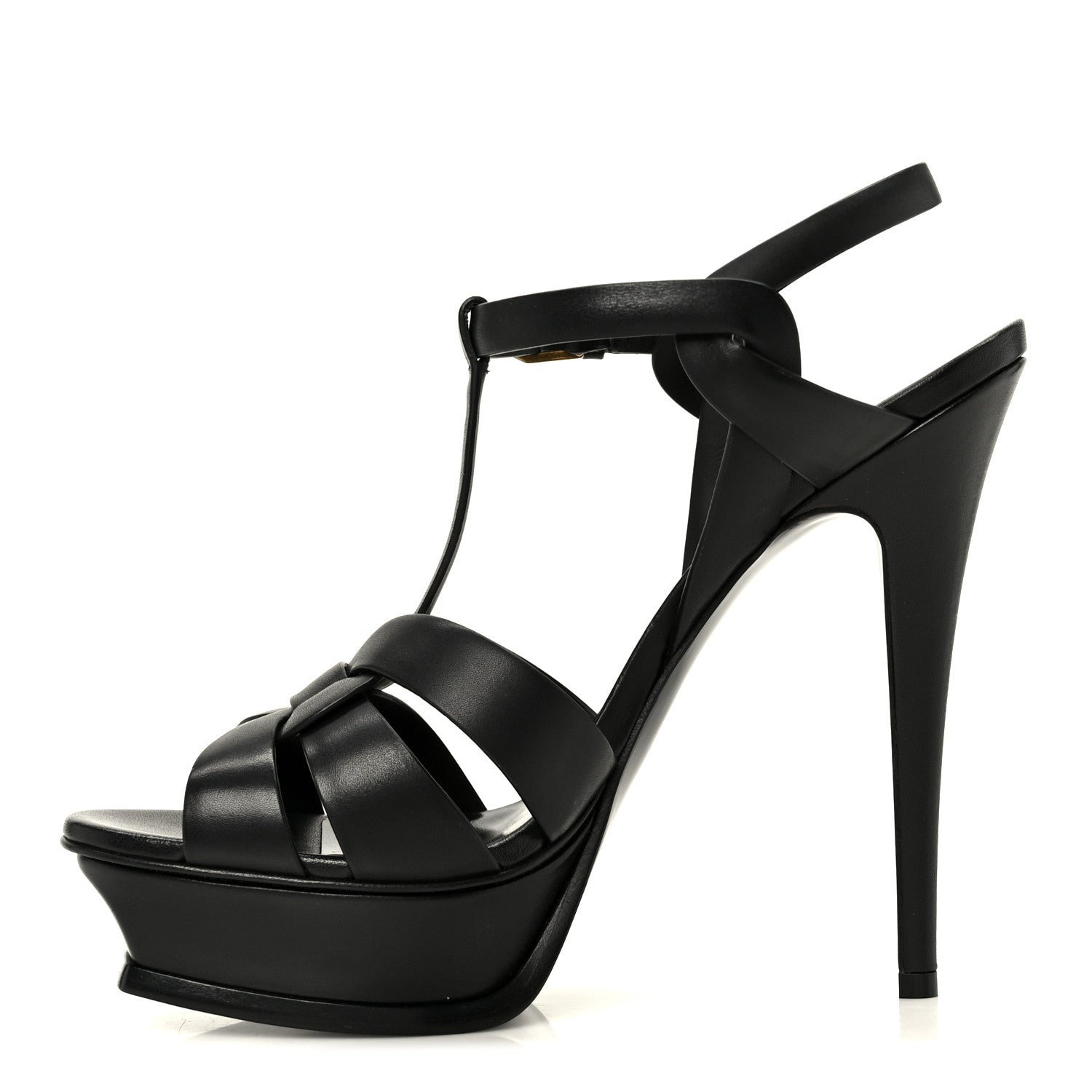 Saint Laurent Calfskin Tribute 105 Platform Sandals 39.5 Black 1 of 10