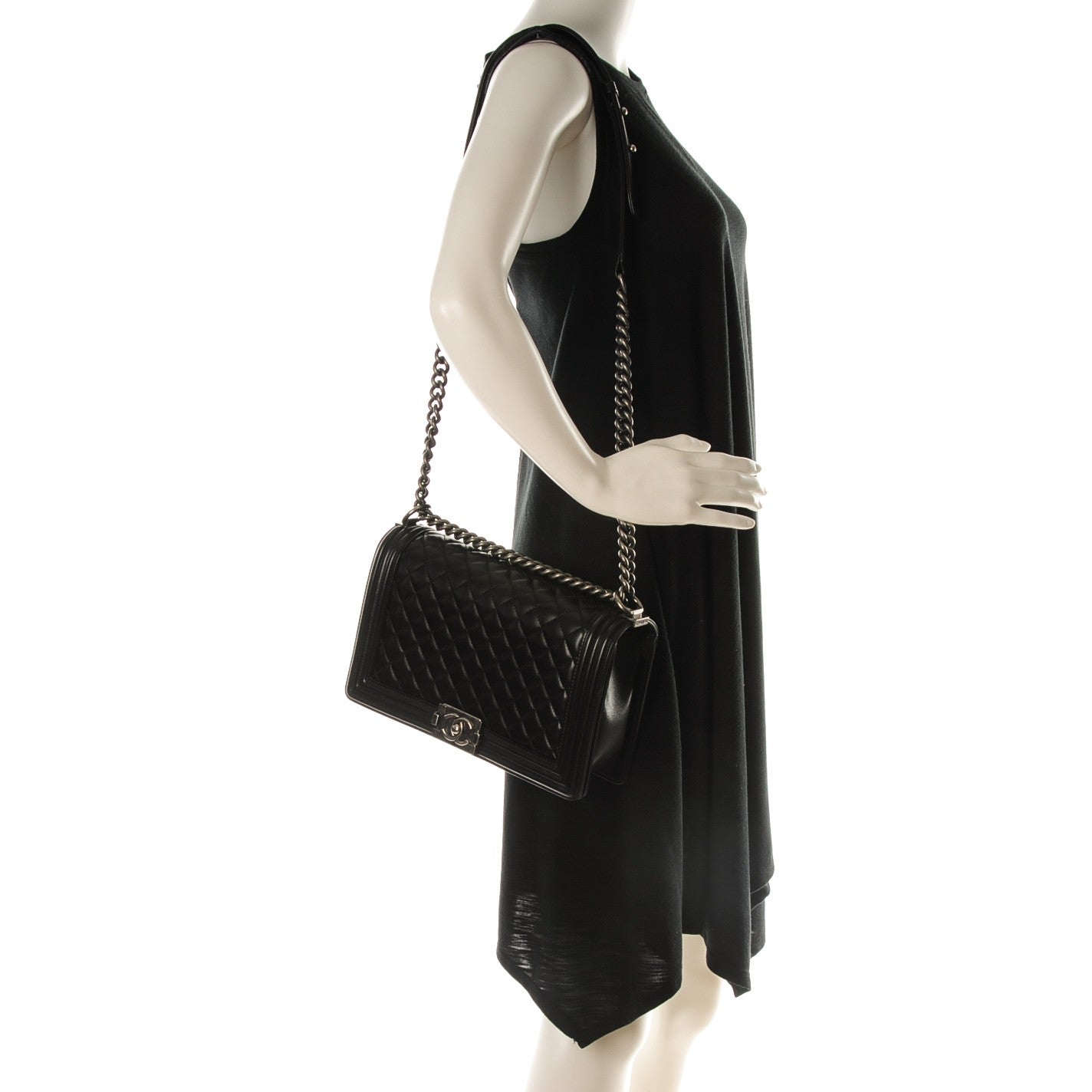 Lambskin Quilted New Medium Boy Flap Black