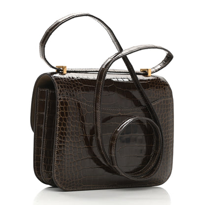Hermes Shiny Alligator Constance 18 Gris Elephant 3 of 11