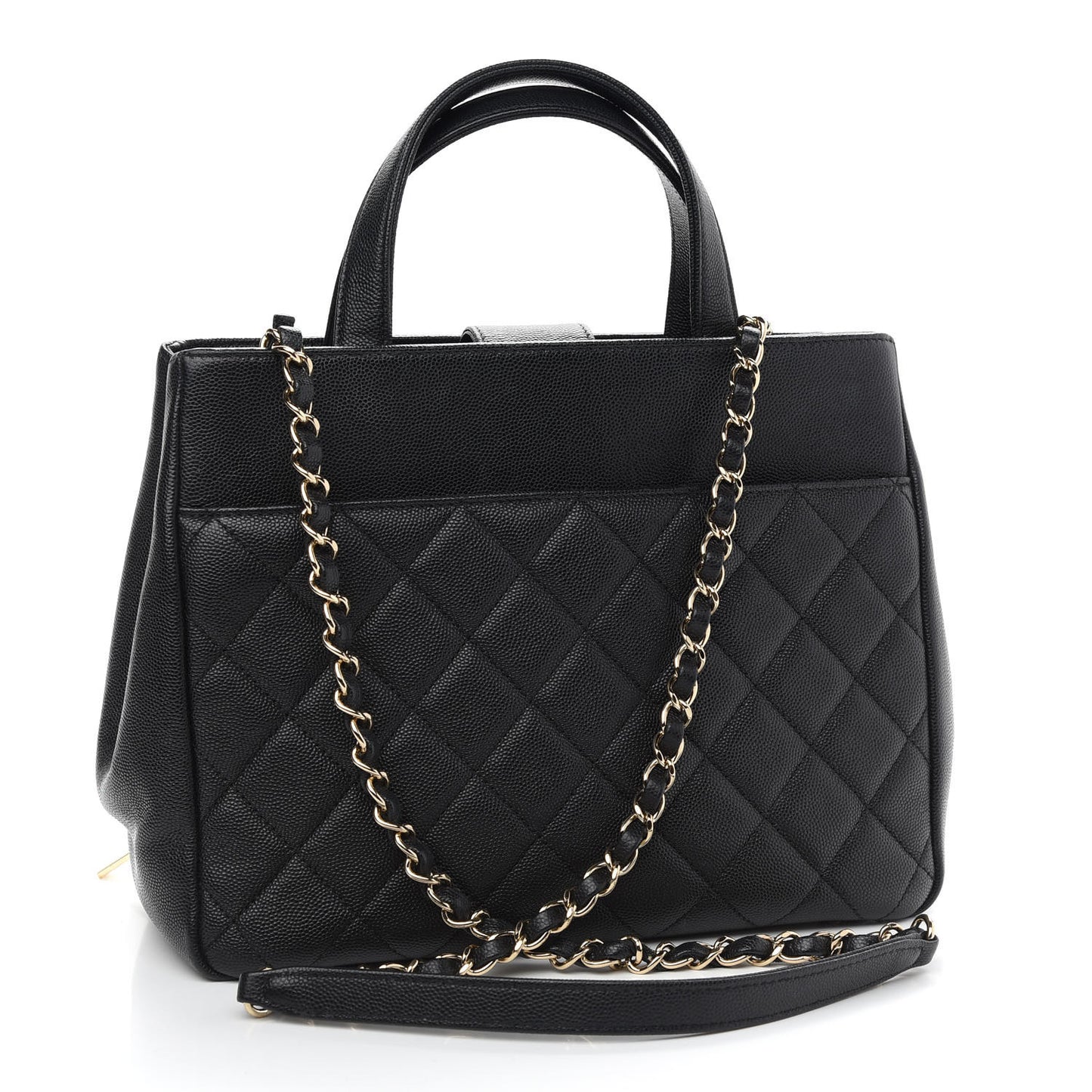 Caviar Quilted Small Business Affinity Shopping Bag Black