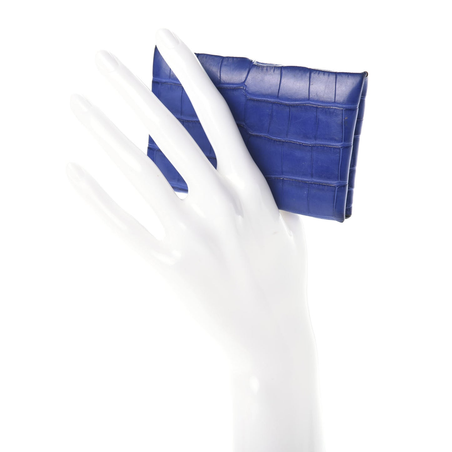 Matte Alligator Calvi Card Case Bleu Electrique