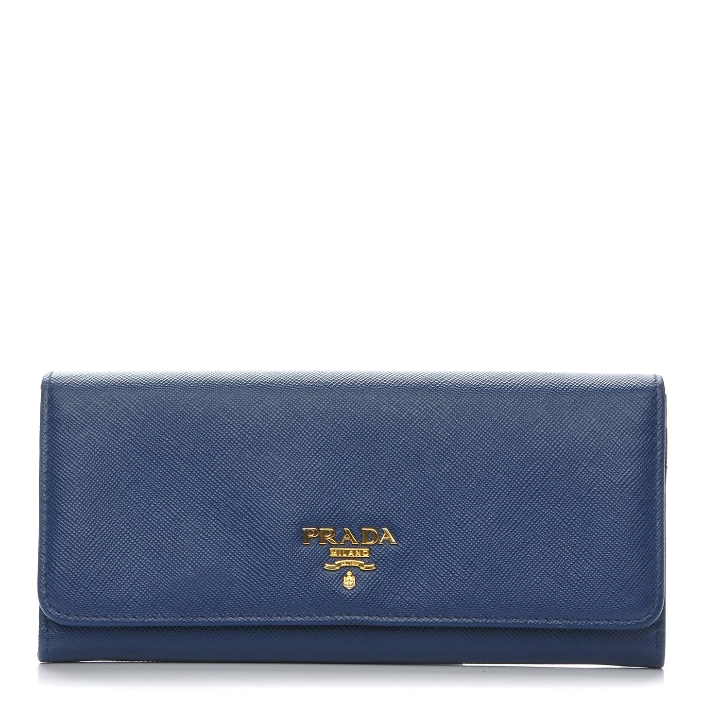 Saffiano Metal Continental Flap Wallet Blue
