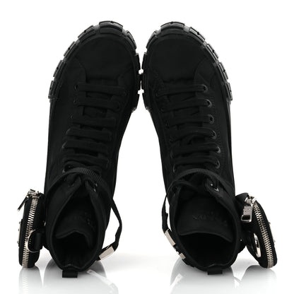 Prada Re-Nylon Gabardine Triangle Womens Wheel Pouch Pocket High Top Sneakers 39 Black 2 of 17