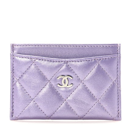 Chanel Metallic Lambskin Quilted Card Holder Light Purple 1 of 10