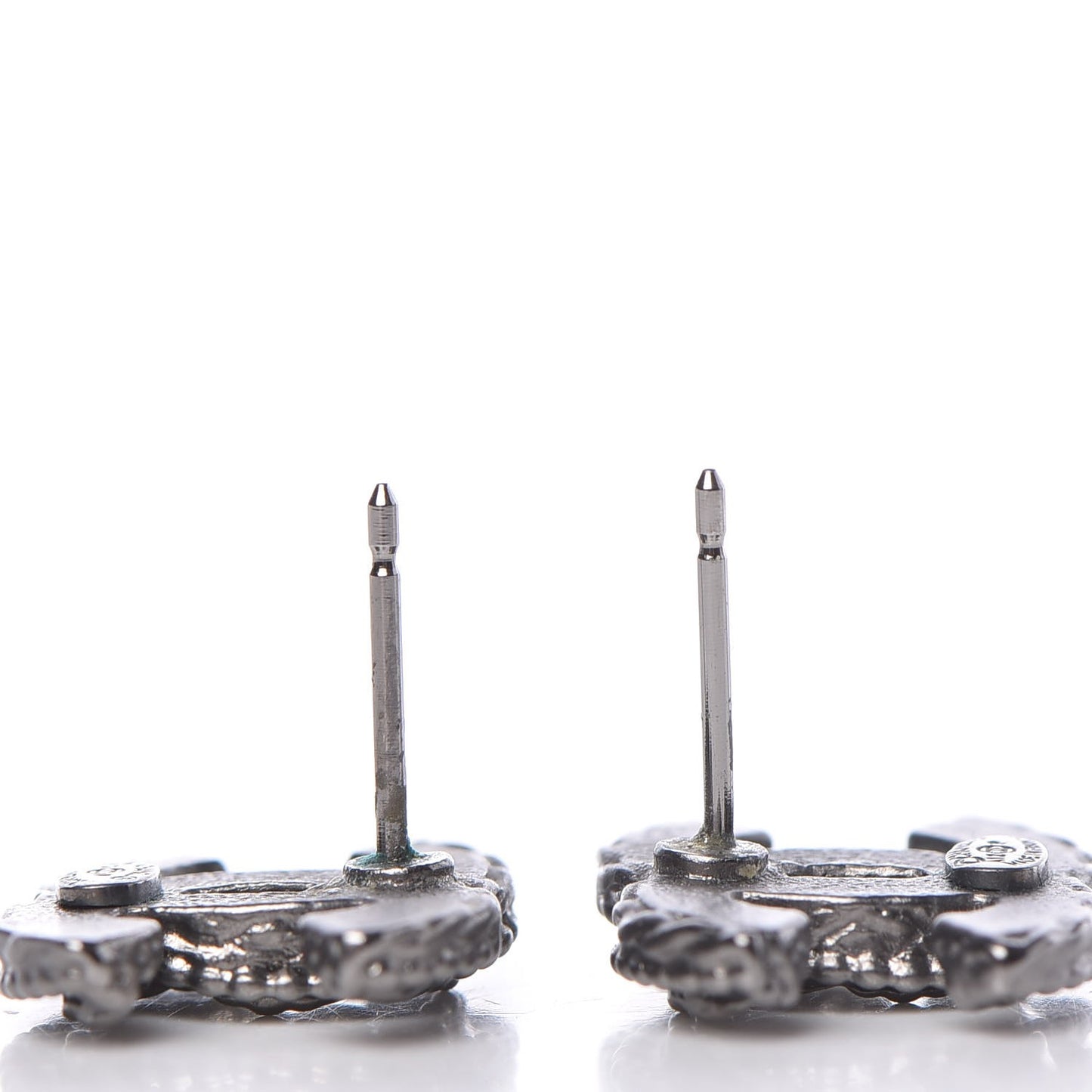 Ruthenium Enamel CC Earrings Black