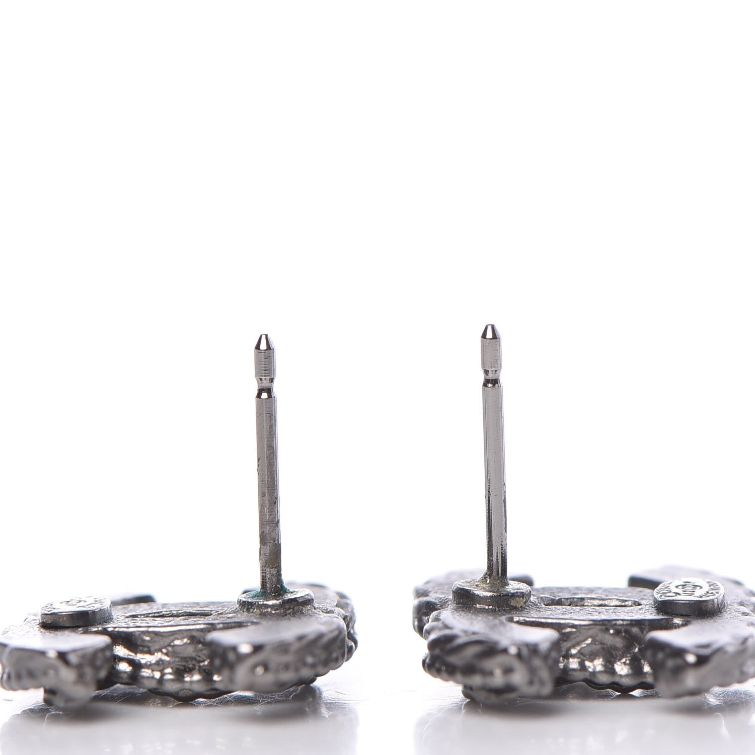 Chanel Ruthenium Enamel CC Earrings Black 3 of 7