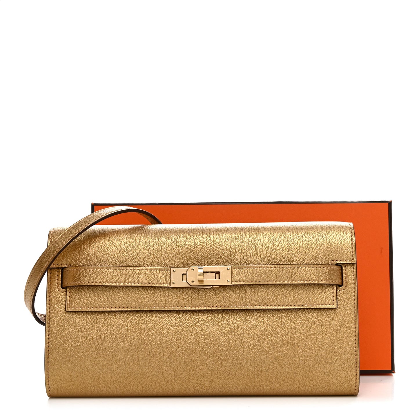 Metallic Chevre Chamkilight Kelly Wallet To Go Dore