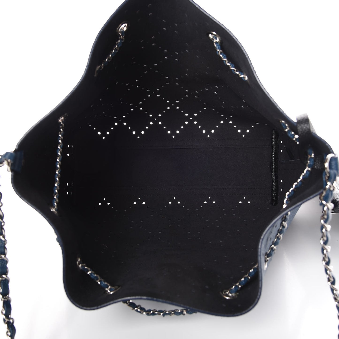 Caviar Perforated Large Drawstring CC Bag Blue