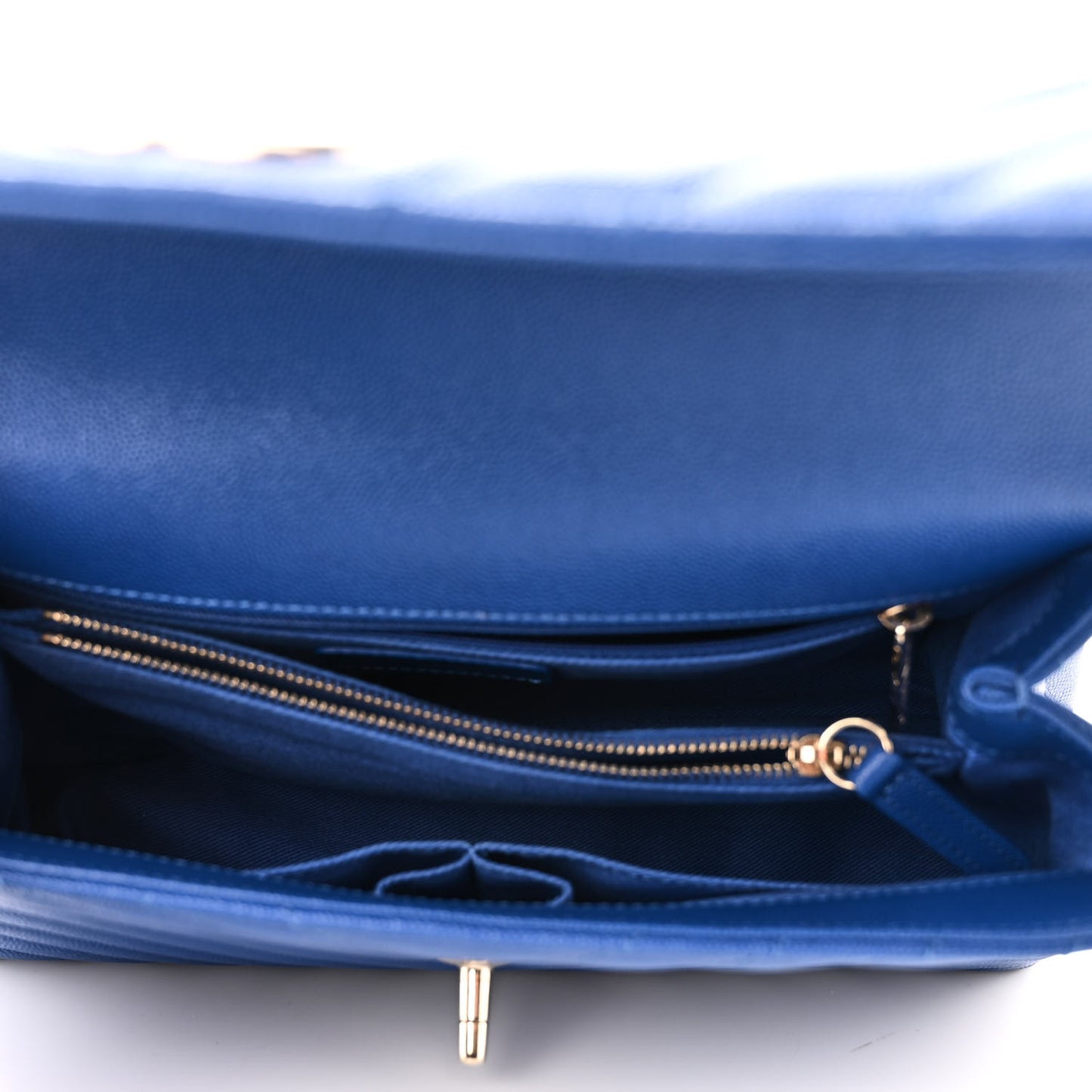 Caviar Chevron Quilted Small Coco Handle Flap Blue