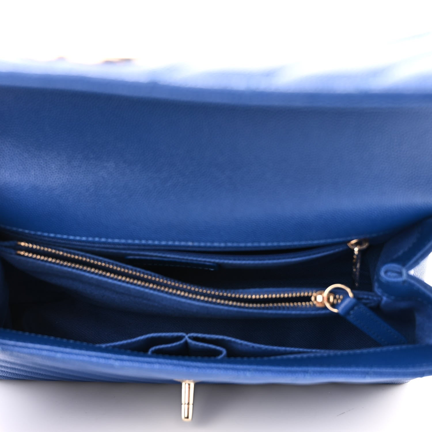 Chanel Caviar Chevron Quilted Small Coco Handle Flap Blue 5 of 12