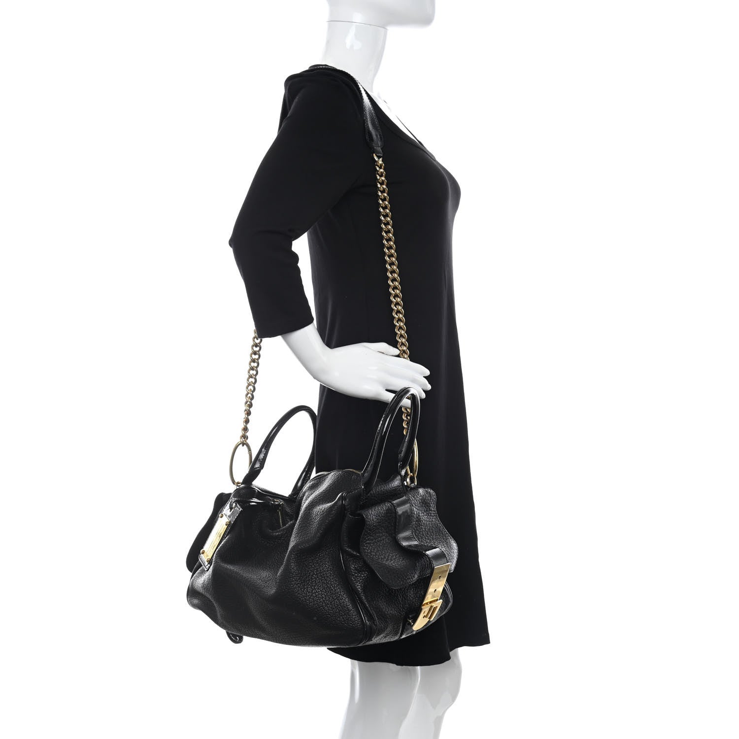 Dolce & Gabbana Calfskin Buckle Satchel Black 2 of 10