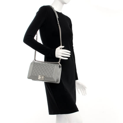 Chanel Metallic Caviar Quilted Medium Boy Flap Silver 2 of 7