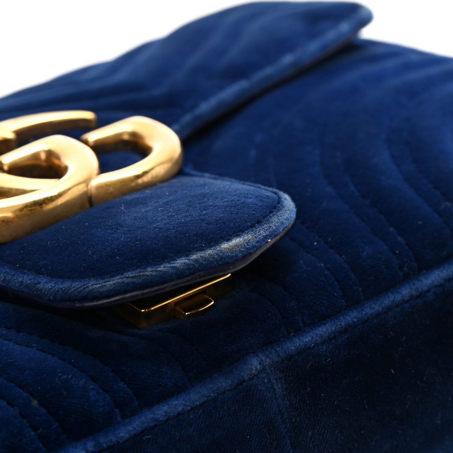 Velvet Matelasse Medium GG Marmont Shoulder Bag Cobalt Blue